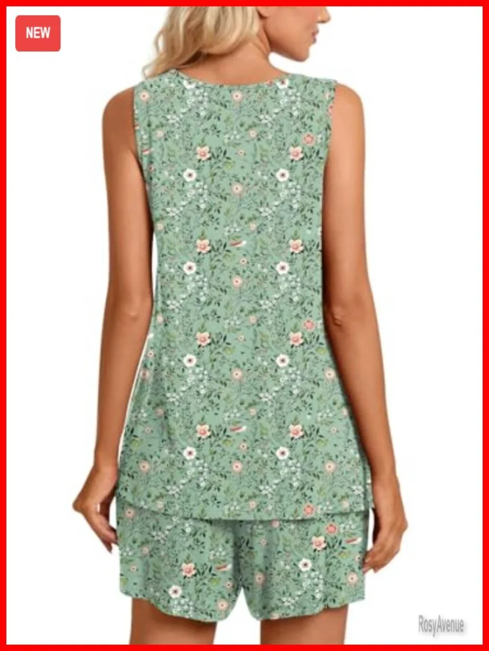 2 Piece Sleeveless Pajama Set with Pockets Soft Rayon Lounge Sleepwear Ladies